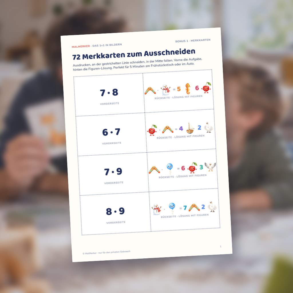 72 Merkkarten zum Ausschneiden