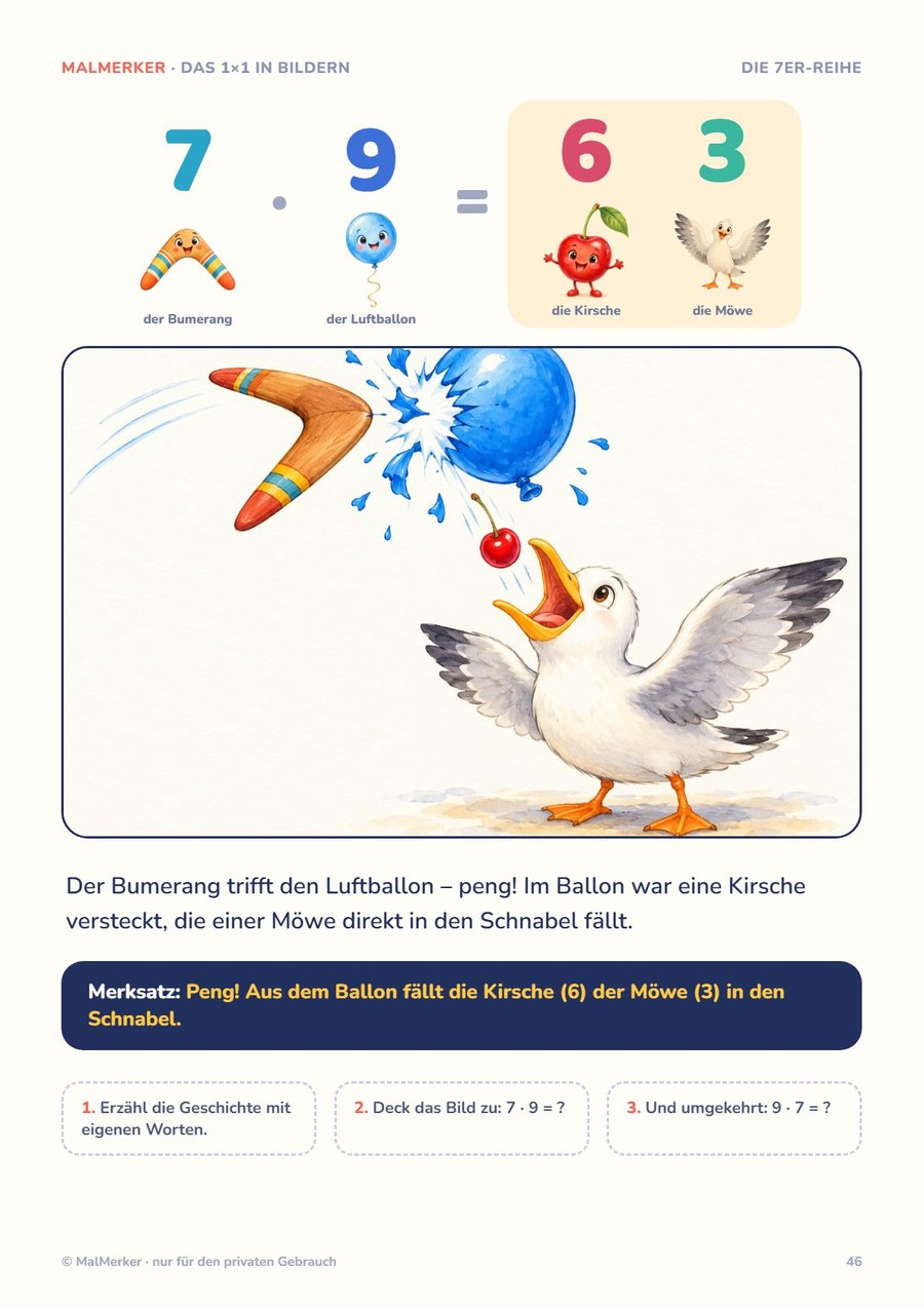 Geschichte zu 7 mal 9 gleich 63